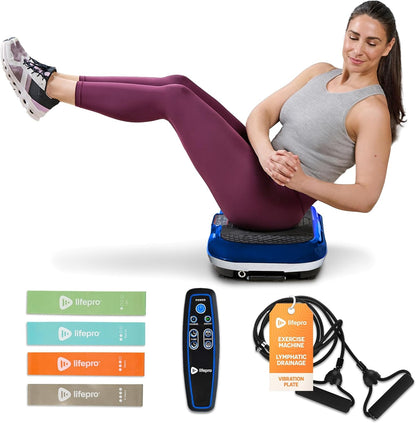 Vibration Plate Exercise Machine Silver- Whole Body Workout Vibration Fitness Platform W/ Loop Bands - Home Training Equipment - Remote, Balance Straps, Videos & Manual