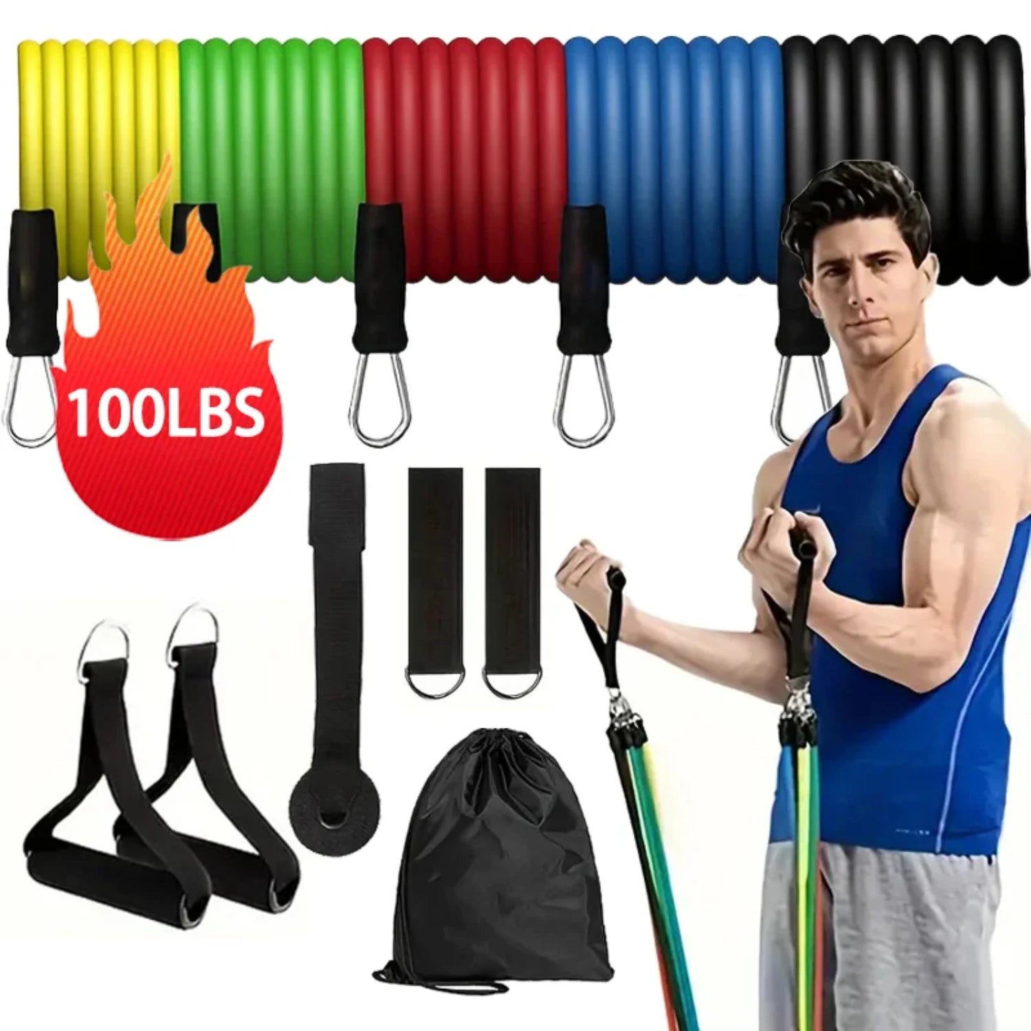 New Resistance Bands Set, Resistance Bands with Door Anchor, Handles, Carry , Exercise Bands, Workout Bands, Gym